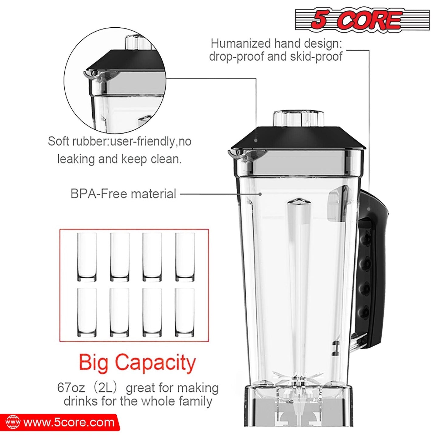 5Core Juicer Blender Machines 2000W High-Speed Countertop Kitvhen
