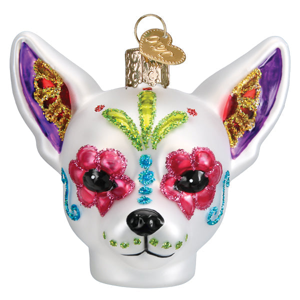 Old World Christmas Dia De Los Muertos Dog Glass Ornament - Day of the Dead