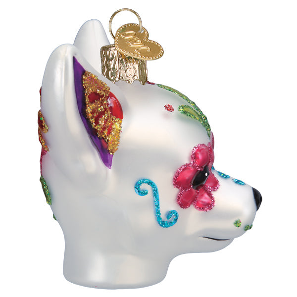 Old World Christmas Dia De Los Muertos Dog Glass Ornament - Day of the Dead