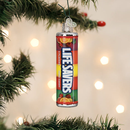 Old World Christmas Lifesavers Candy Roll Glass Ornament