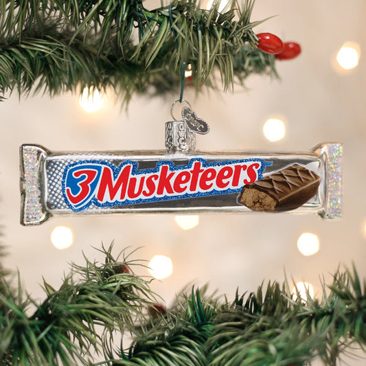 Old World Christmas 3 Musketeers Candy Bar Glass Ornament