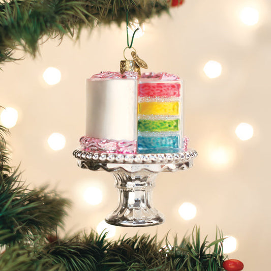 Old World Christmas Decorated Cake on Stand Glass Ornament - Bakery Collection