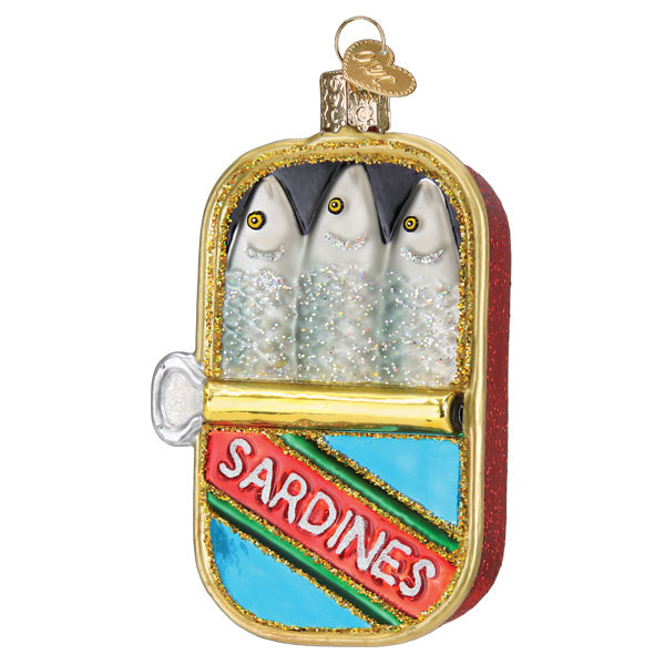 Old World Christmas Sardines Can Glass Ornament - Gourmet Food Collection