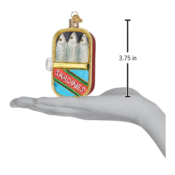 Old World Christmas Sardines Can Glass Ornament - Gourmet Food Collection