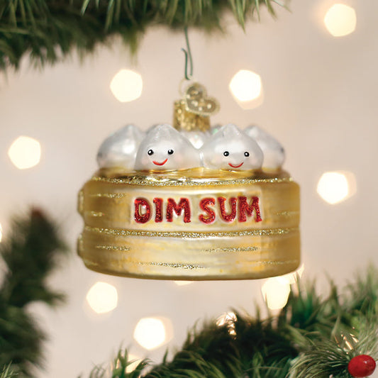 Old World Christmas Dim Sum Bamboo Steamer Glass Ornament - Asian Cuisine