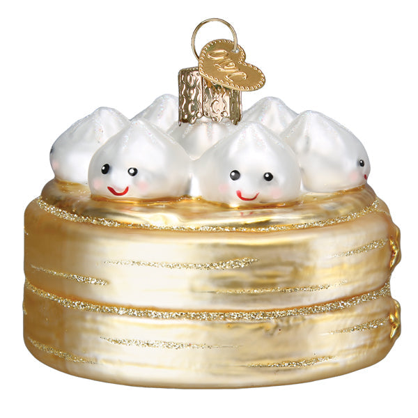 Old World Christmas Dim Sum Bamboo Steamer Glass Ornament - Asian Cuisine