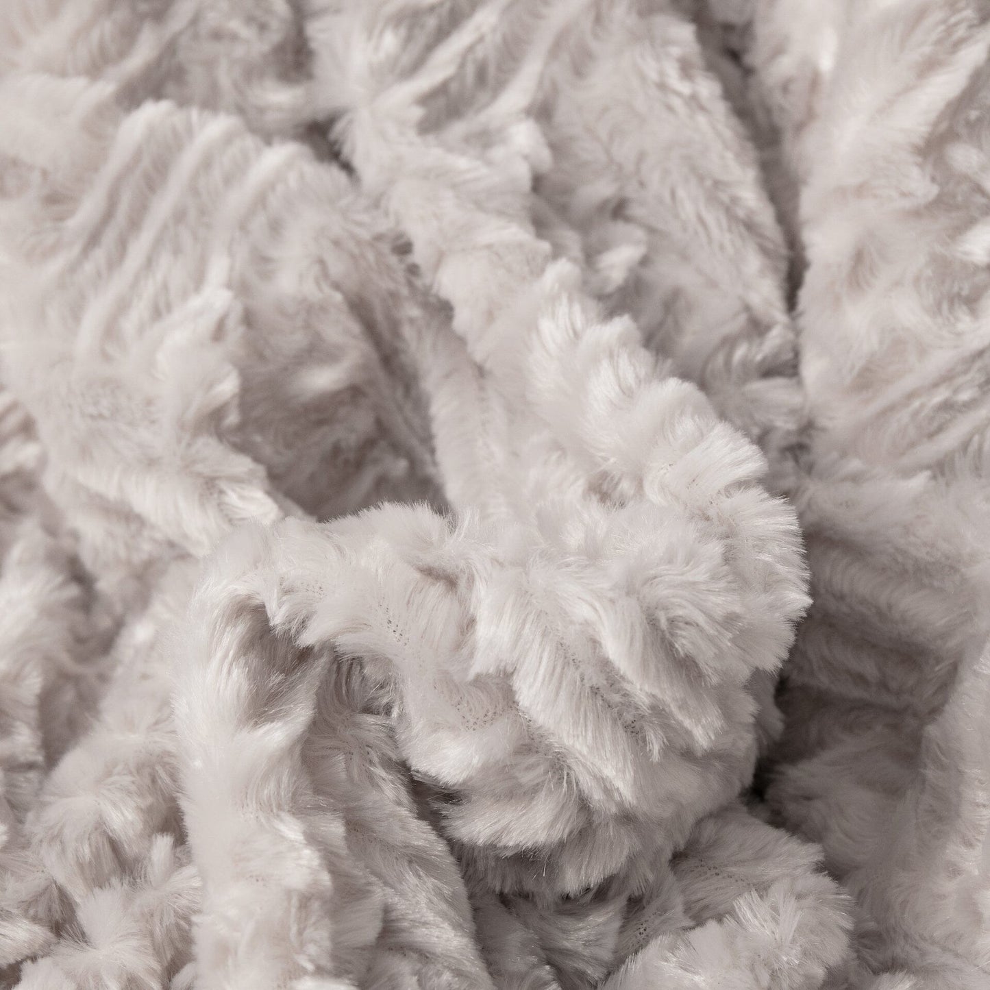 Lavender Grey Faux Fur Throw Blanket - Dreamy Geometric Embossed Sherpa Backside - Super Soft Warm Cozy Plush Fluffy
