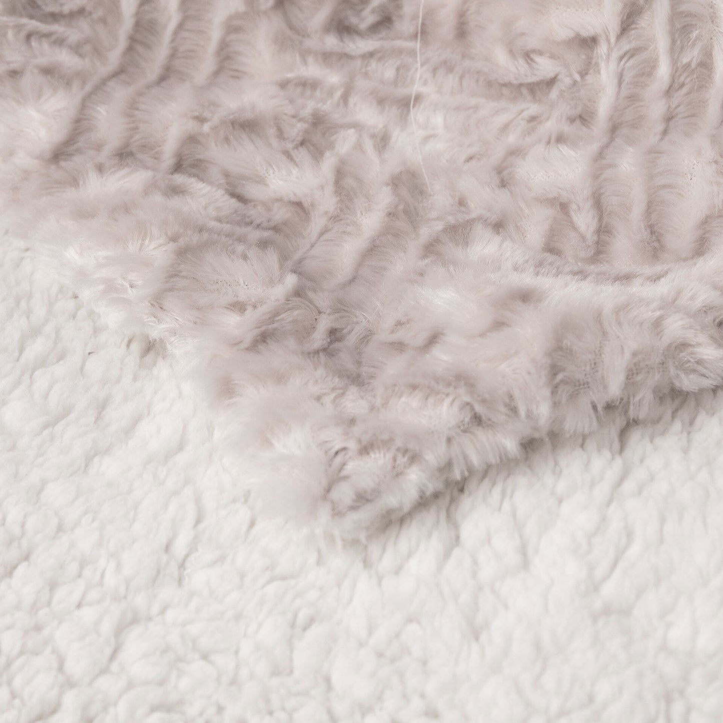 Lavender Grey Faux Fur Throw Blanket - Dreamy Geometric Embossed Sherpa Backside - Super Soft Warm Cozy Plush Fluffy