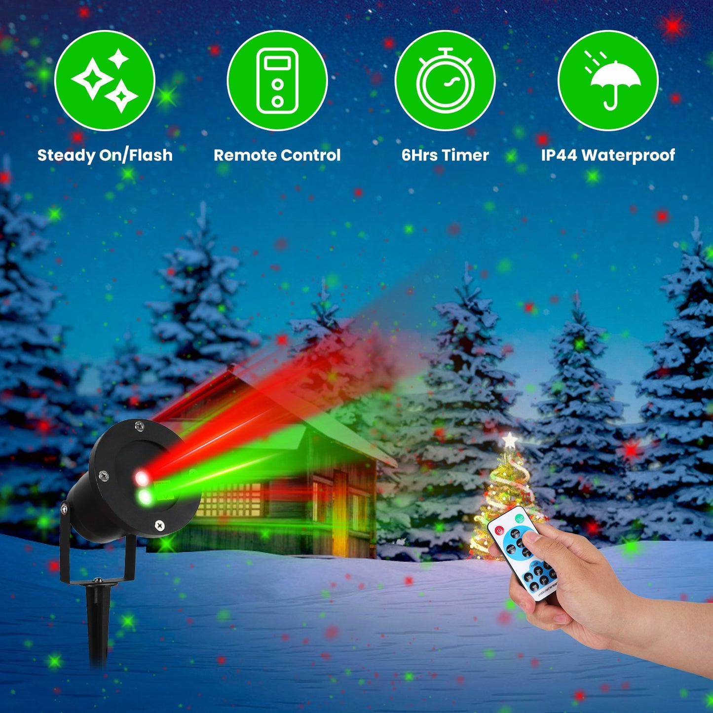 Christmas Laser Projector Light - Red Green Firefly Effect