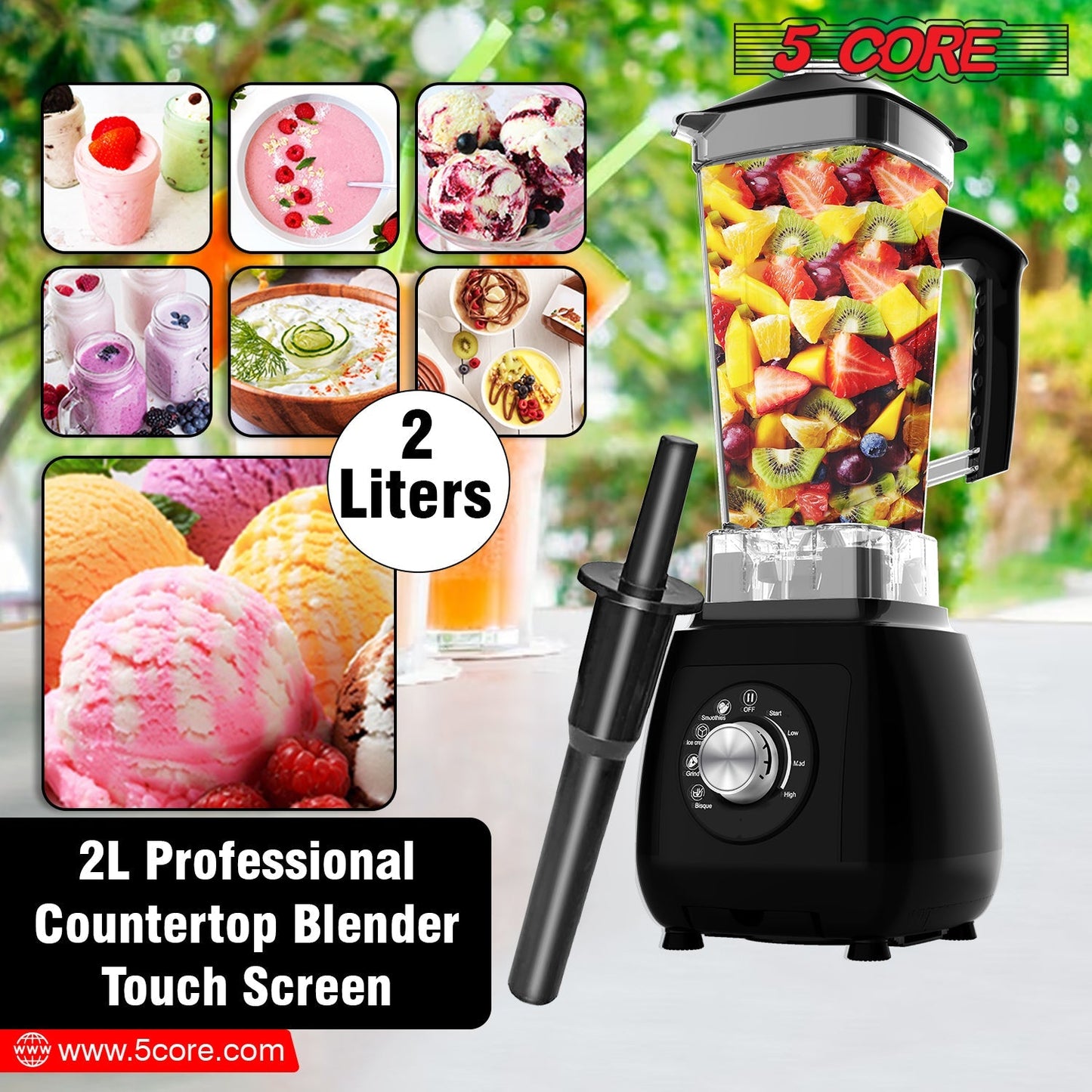 5Core Juicer Blender Machines 2000W High-Speed Countertop Kitvhen