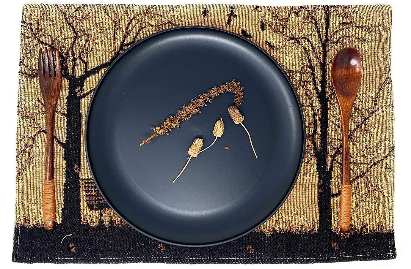 Set of 4 Pieces Autumn Birds Blessing Tapestry Dining Placemats 13" x 19" (Halloween)