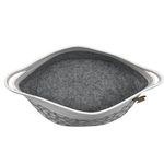 Winifred and Lily 16"x12" Grey Felt and Rope Circular Pet Storage Bin with Paw Print Design