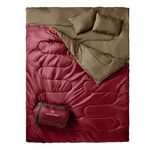 Adventrek Burgundy Double Sleeping Bag with Carrying Bag & Pillows