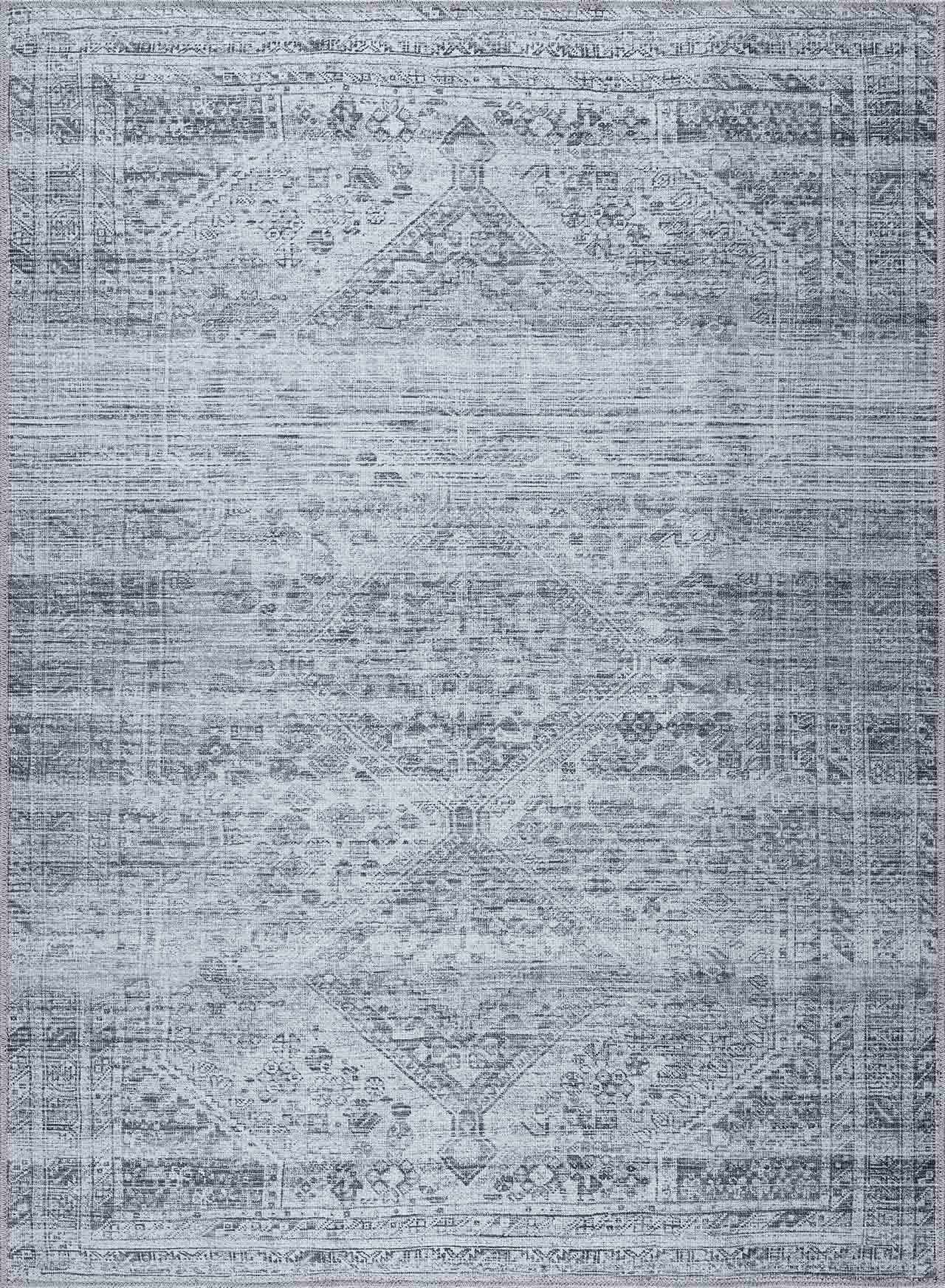 Barny Gray Blue Cozy Washable Rug Delight