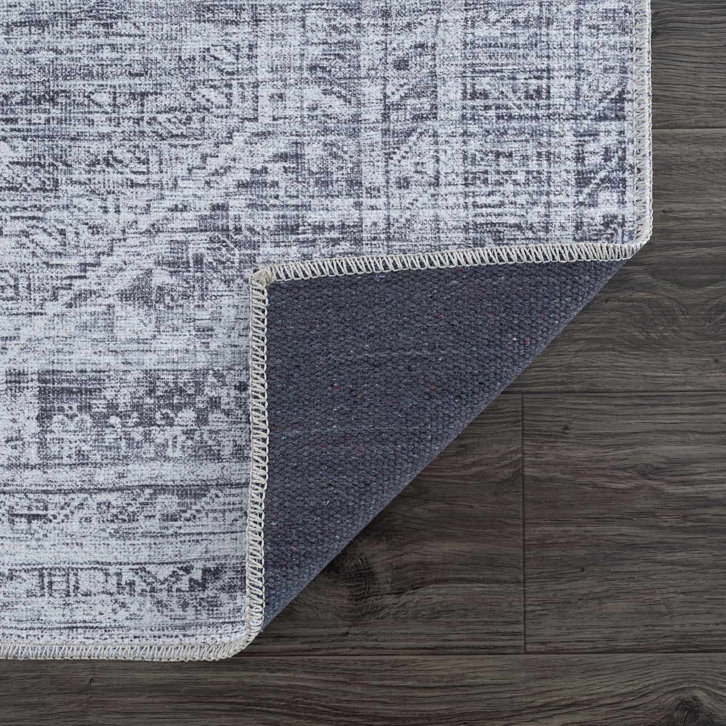 Barny Gray Blue Cozy Washable Rug Delight