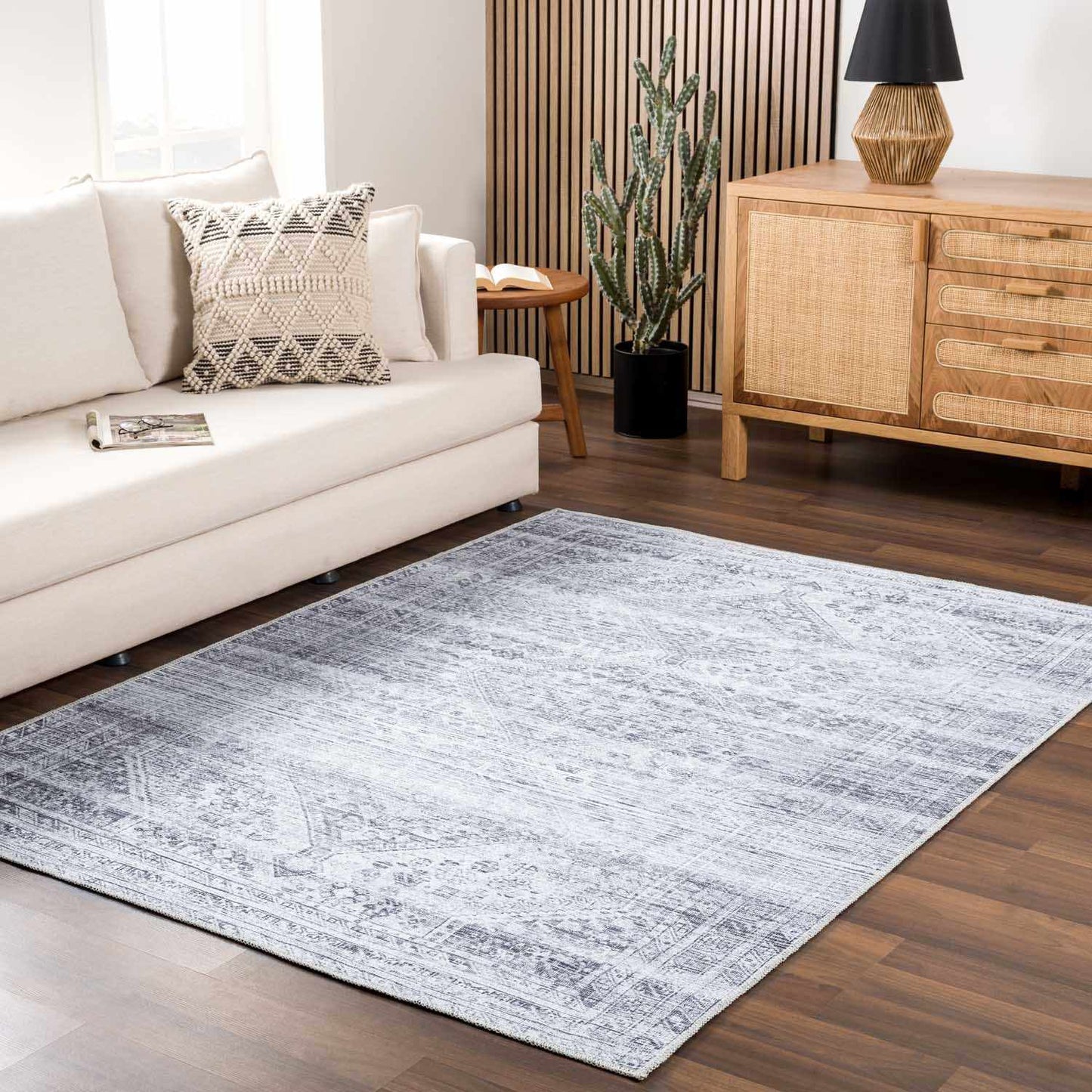 Barny Gray Blue Cozy Washable Rug Delight