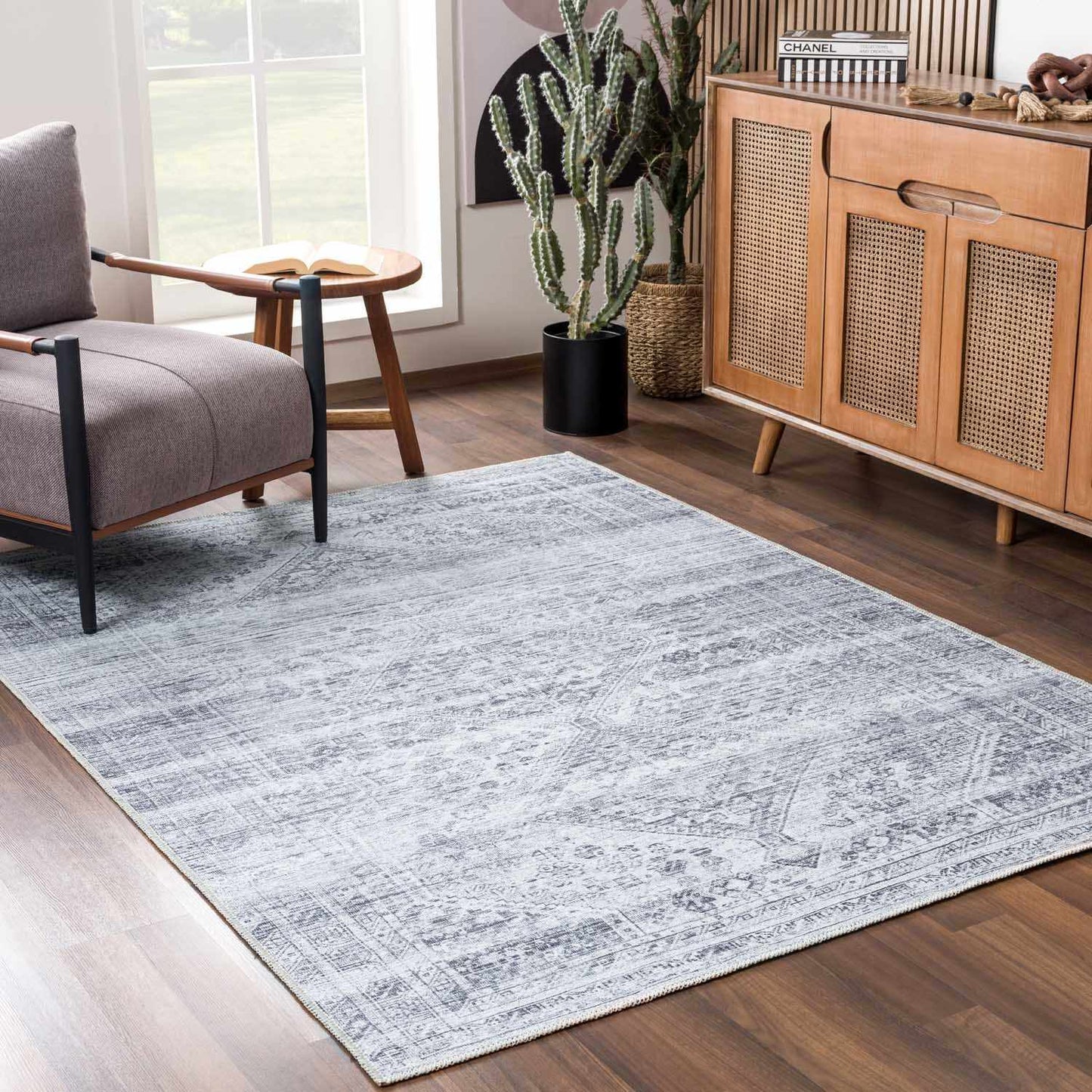 Barny Gray Blue Cozy Washable Rug Delight