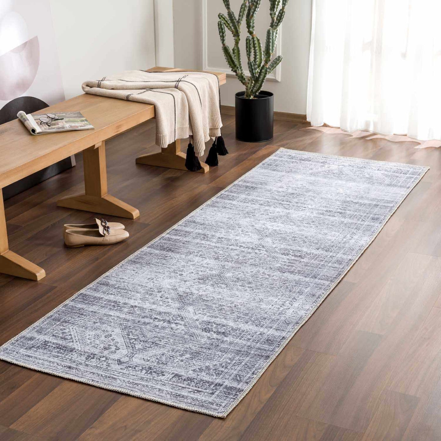 Barny Gray Blue Cozy Washable Rug Delight