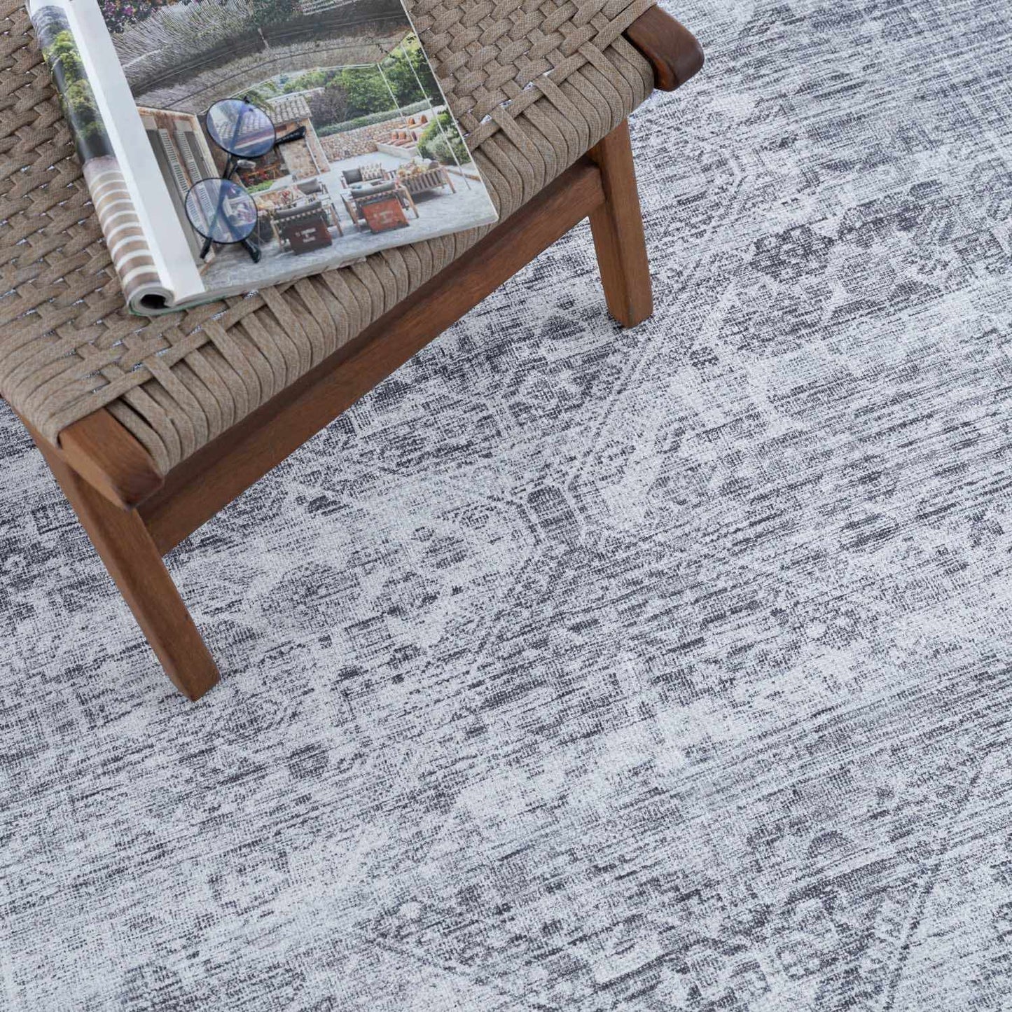 Barny Gray Blue Cozy Washable Rug Delight