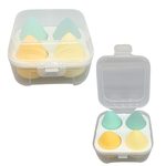 Yellow & Green 4 Pack Makeup Blender Sponges with Storage Case