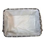 Winifred and Lily 16"x12" Ivory Linen Rectangular Pet Storage Bin with Plaid All Over Print