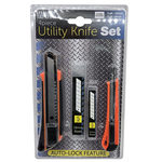 4 Piece Industrial Utility Knives Set with Blades