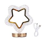 Rechargeable 3000K-7000K LED Acrylic Crystal Hollow Star Touch Light with Gold Accents
