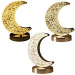 Rechargeable 3000K-7000K LED Acrylic Crystal Moon Touch Light with Gold Accents