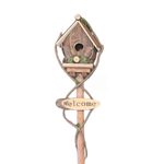 Wooden Welcome Birdhouse Decorative Garden Stake