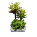 Faux Succulent Arrangement in Cement Pot Decor Planter