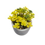 Yellow Faux Succulent in Gray Pot Decorative Planter