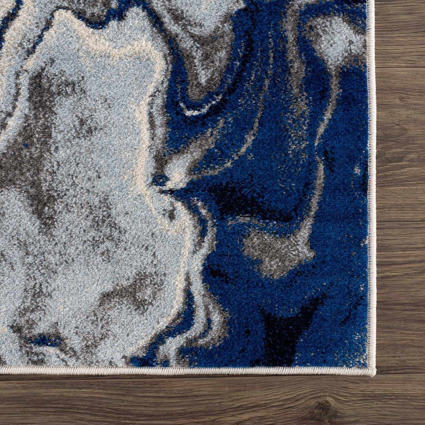 Blue Marble Rug by Glendon Cream