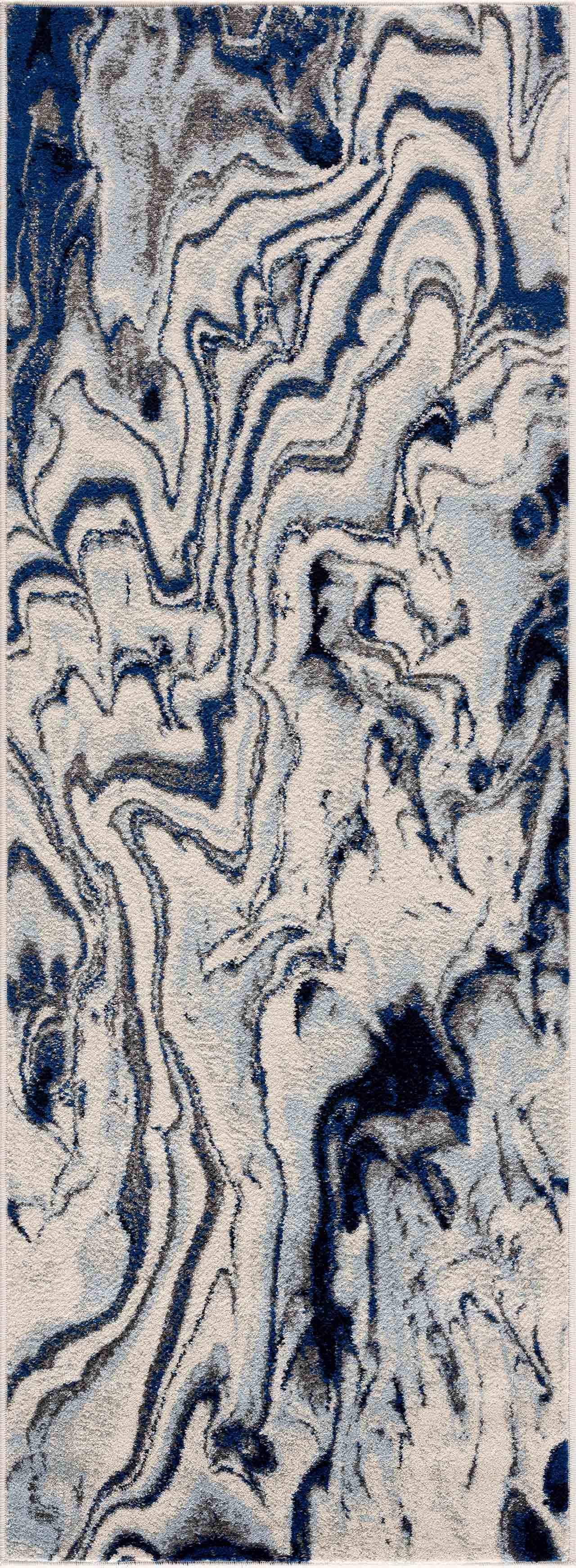 Blue Marble Rug by Glendon Cream