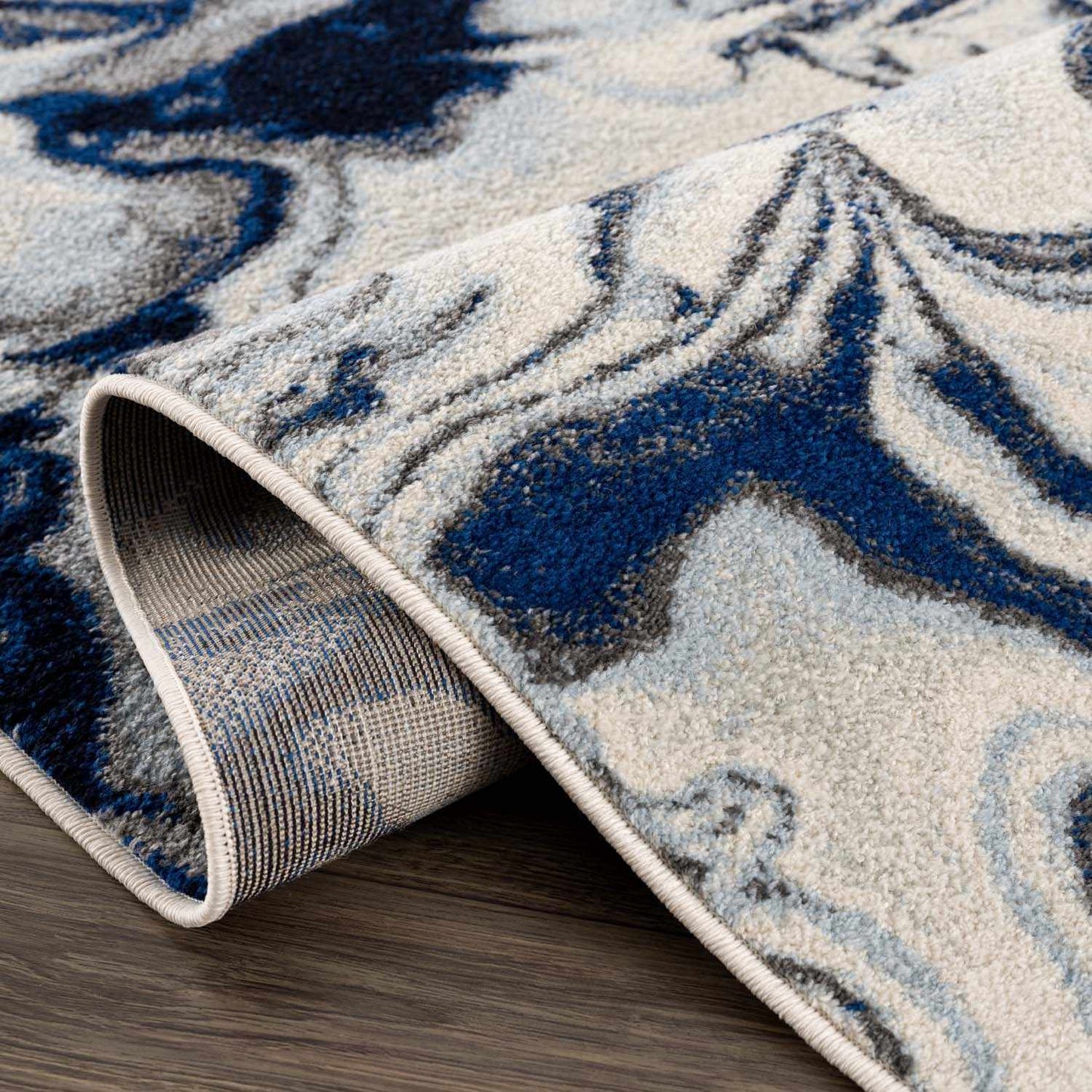 Blue Marble Rug by Glendon Cream