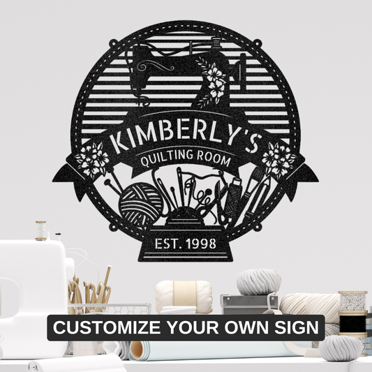 Custom Sewing Room Metal Sign - Personalized Seamstress Creative Studio Wall Art