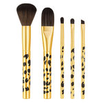 5 Piece Gold Color Leopard Print Makeup Brush Set