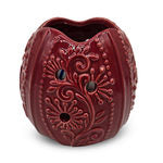 Red Floral and Vine Ceramic Wax Free Electric Light Up Fragrance Warmer