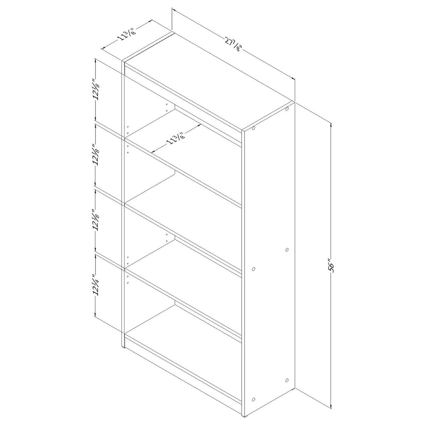 4-Shelf Simple Modern Bookcase Storage Shelf in Grey/Black Wood Finish