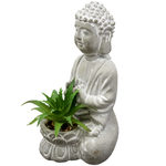 6" Tall Decorative Buddha Statue with Fake Plants and Rocks
