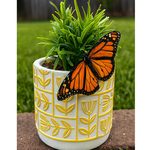 Faux Floral Plant Assortment with Pebbles Cement Decorative Planter
