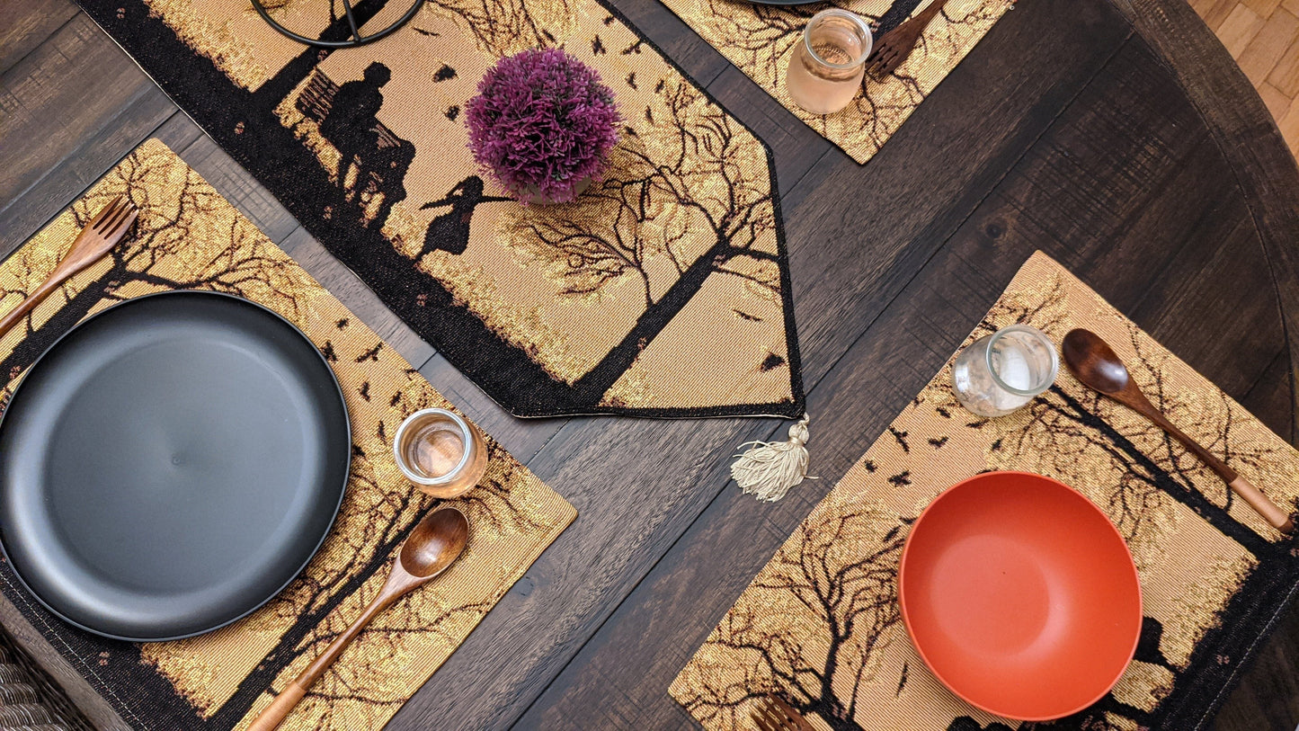 Set of 4 Pieces Autumn Birds Blessing Tapestry Dining Placemats 13" x 19" (Halloween)
