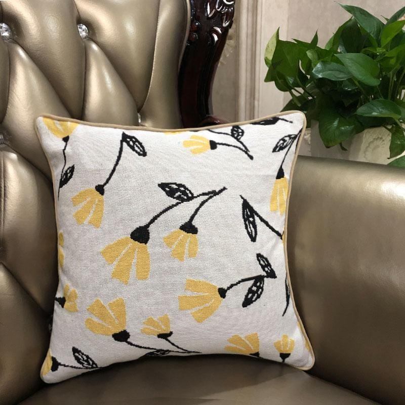 Yellow Fleur Floral Botanical Spring Tapestry Throw Pillow Cover