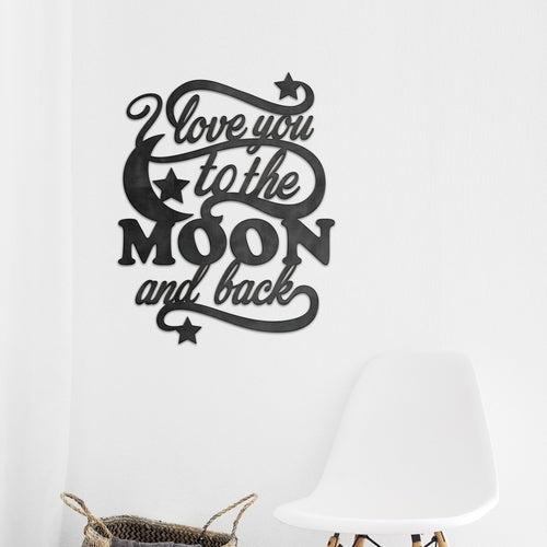 Moon and Back Metal Wall Art - Infinite Love Romance Decor Gift