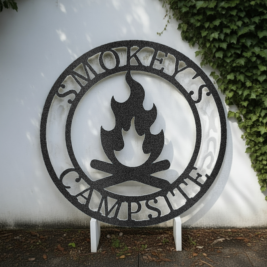Custom Campfire Metal Sign - Personalized Outdoor Adventure Wall Art