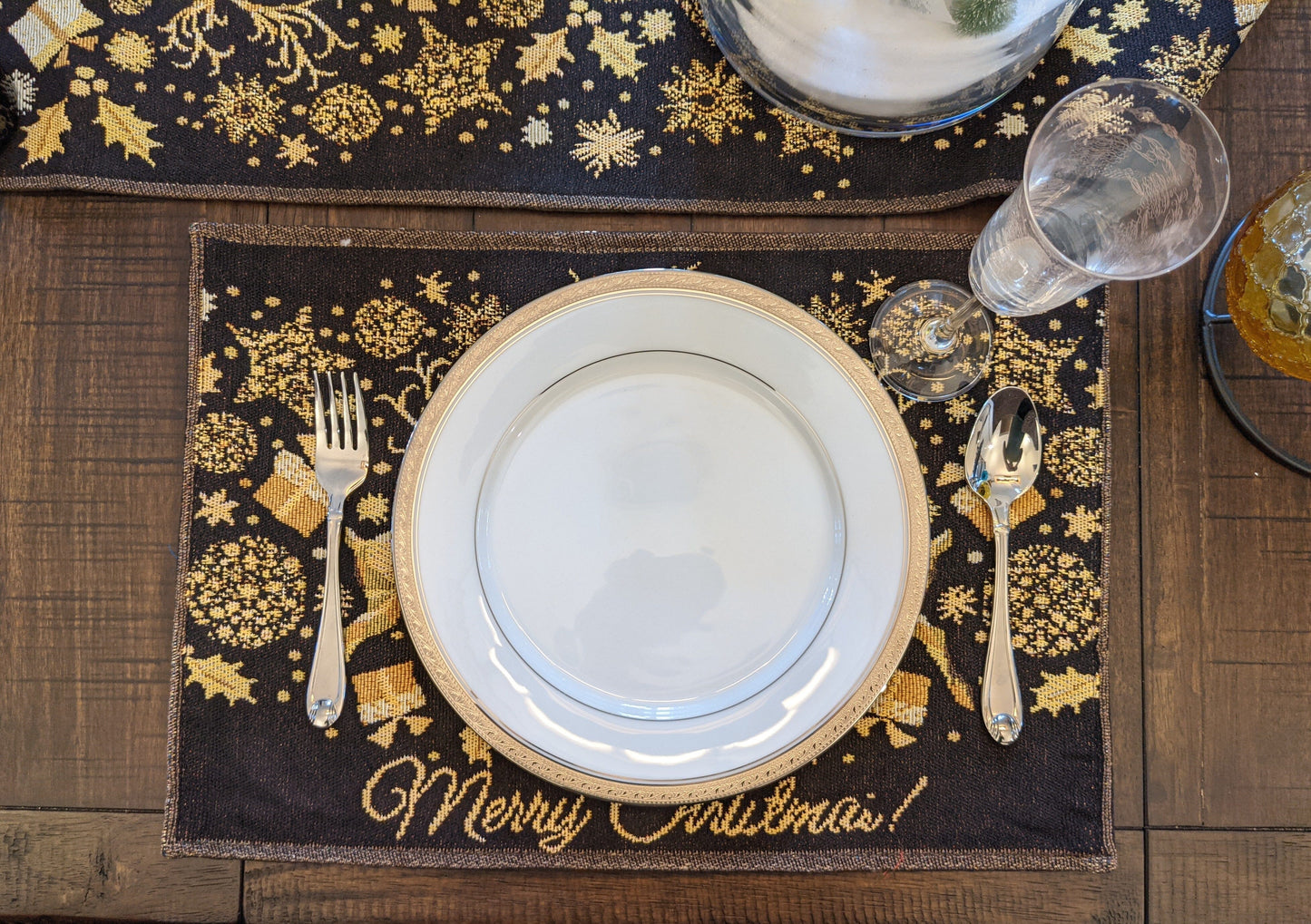 Magical Golden Reindeer Woven Tapestry Dining Table Placemats Set of 4
