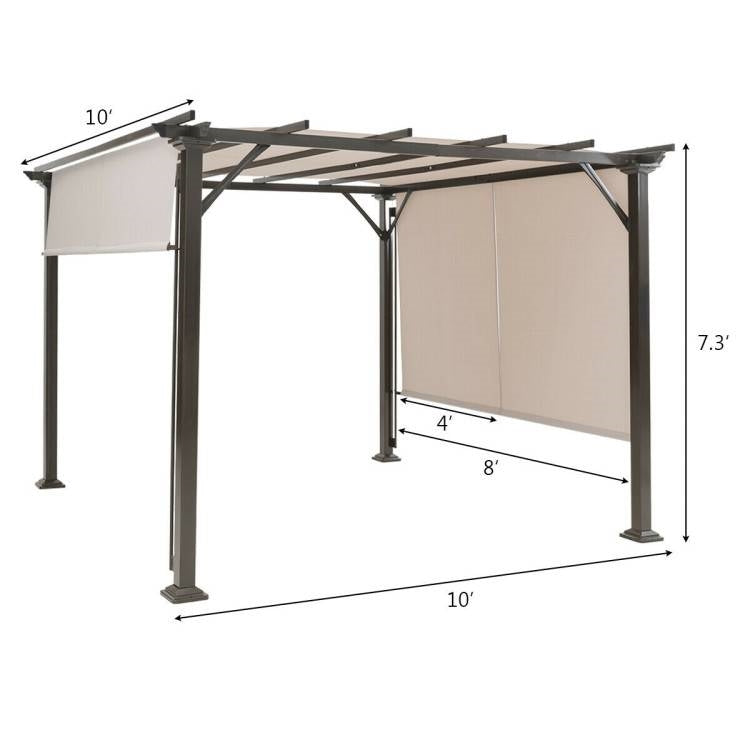 Metal Pergola Gazebo 10x10FT - Heavy Duty with Beige Canopy