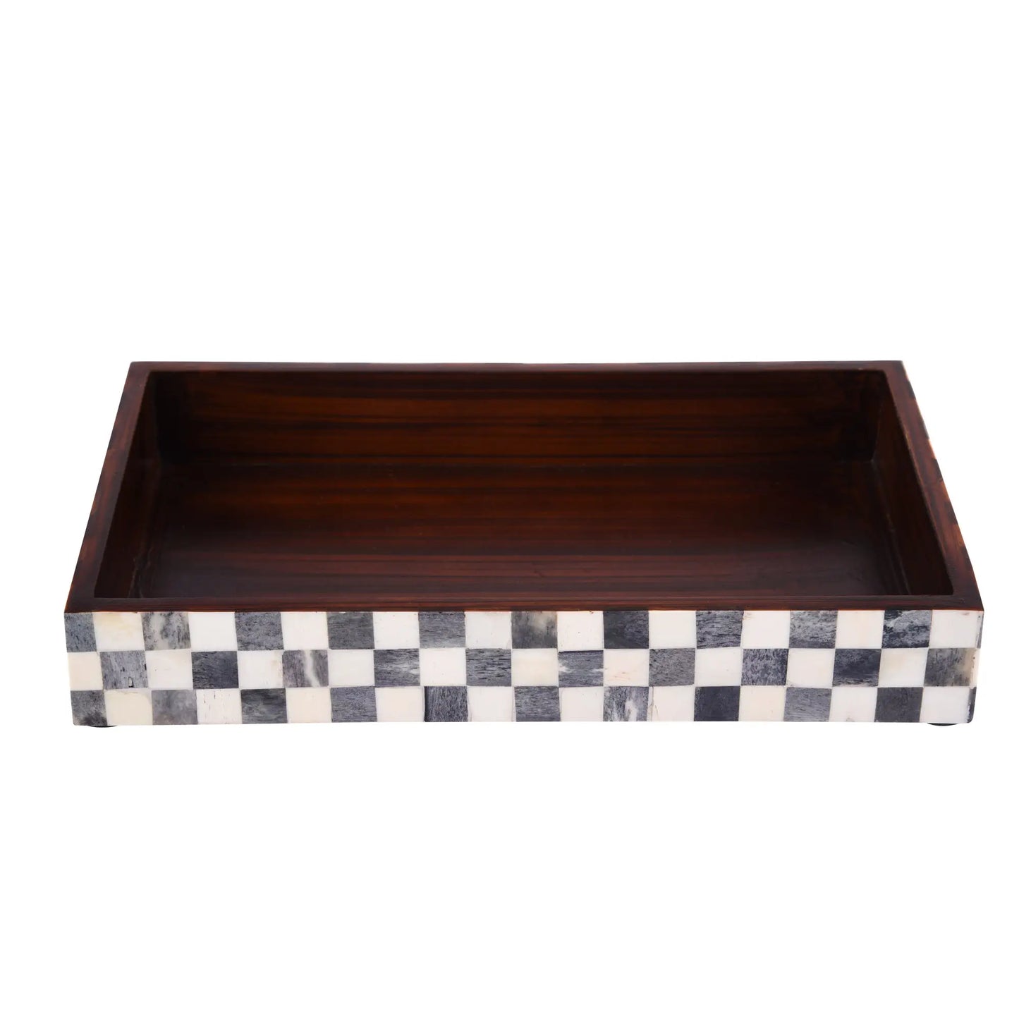 Vanity Trays Parlour Checkered Pattern Bone Inlay Collection in 10x6