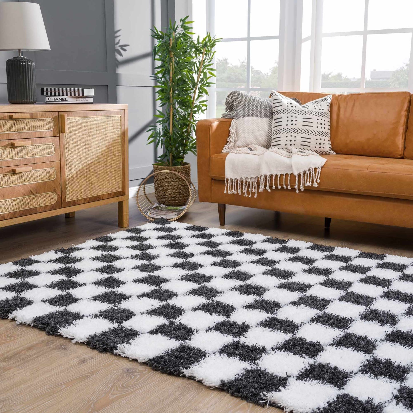 Atira Checkered Monochrome Area Rug