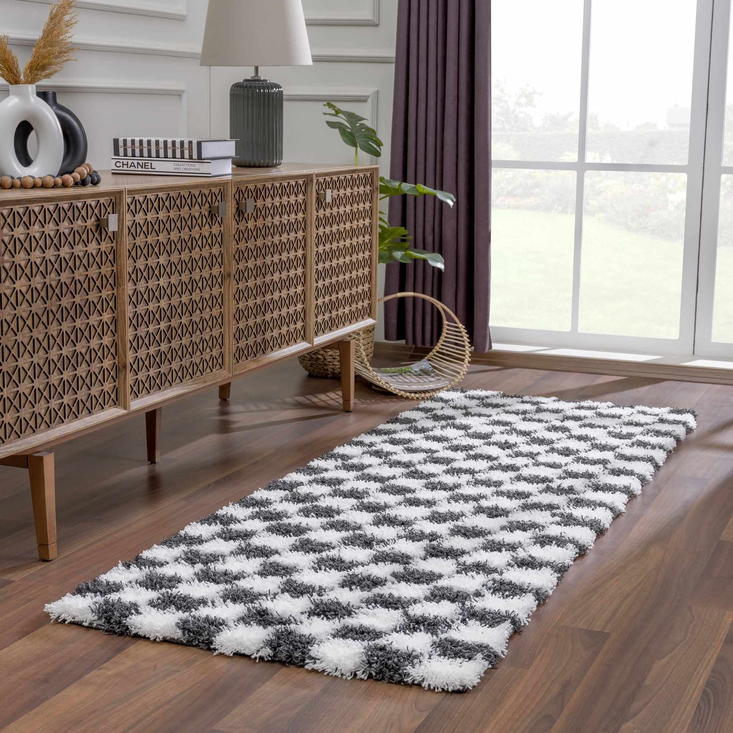 Atira Checkered Monochrome Area Rug