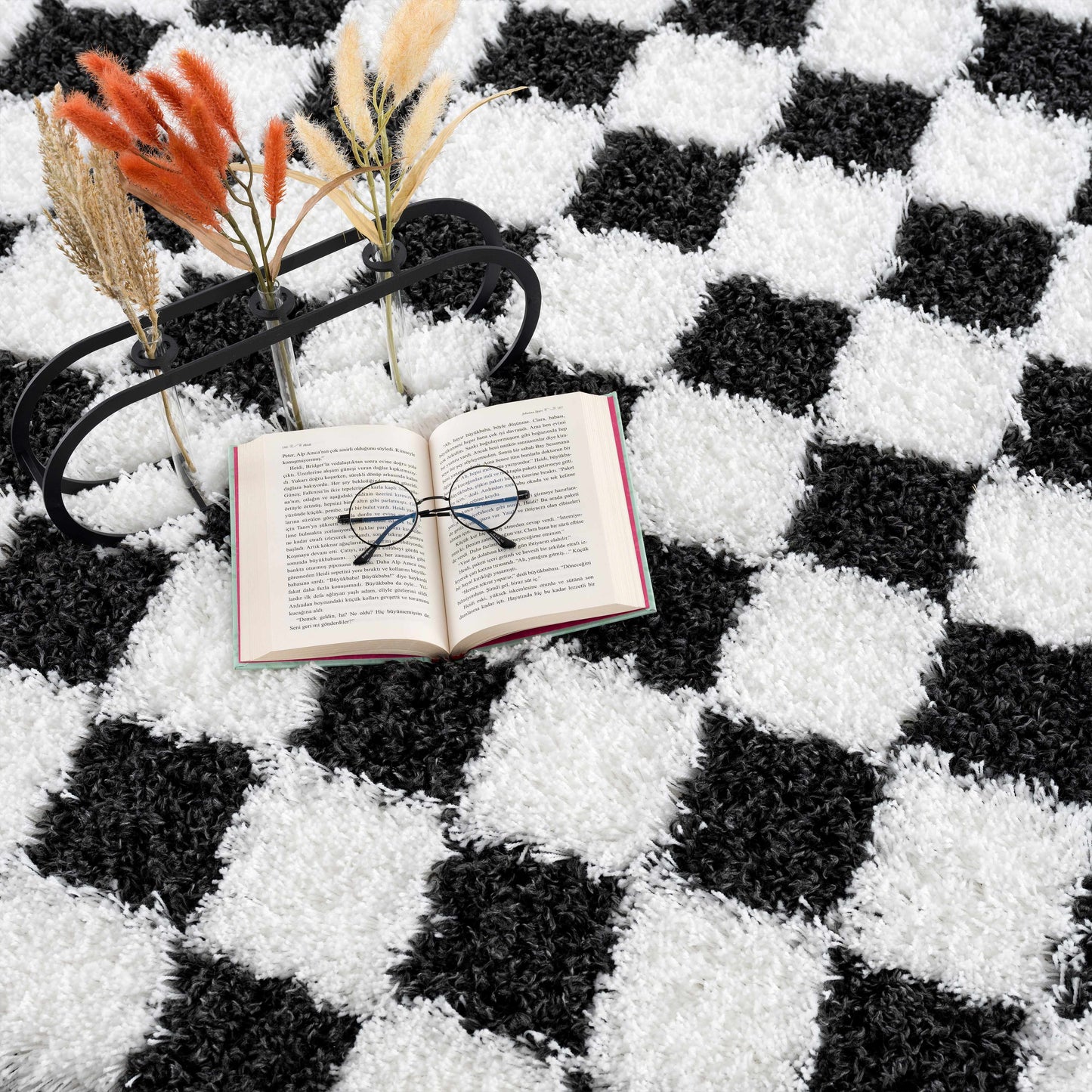 Atira Checkered Monochrome Area Rug